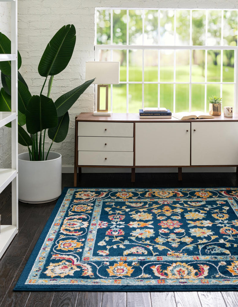 Adriana Terrace Collection Area Rug - Positano (Navy Blue) Square Navy Blue lifestyle 8