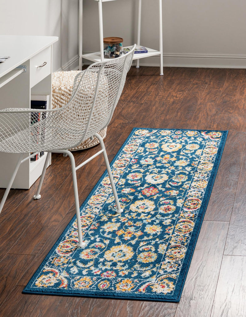 Adriana Terrace Collection Area Rug - Positano (Navy Blue) Runner Navy Blue lifestyle 11