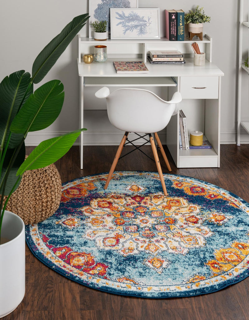 Beverly Grove Collection Area Rug - Melrose (Multi) Round Multi lifestyle 14