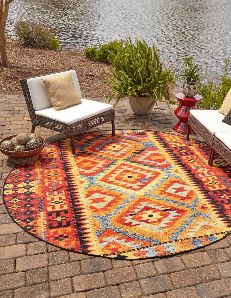 Safari Escape Rugs Collection Area Rug - Kalahari Round Multi lifestyle 22