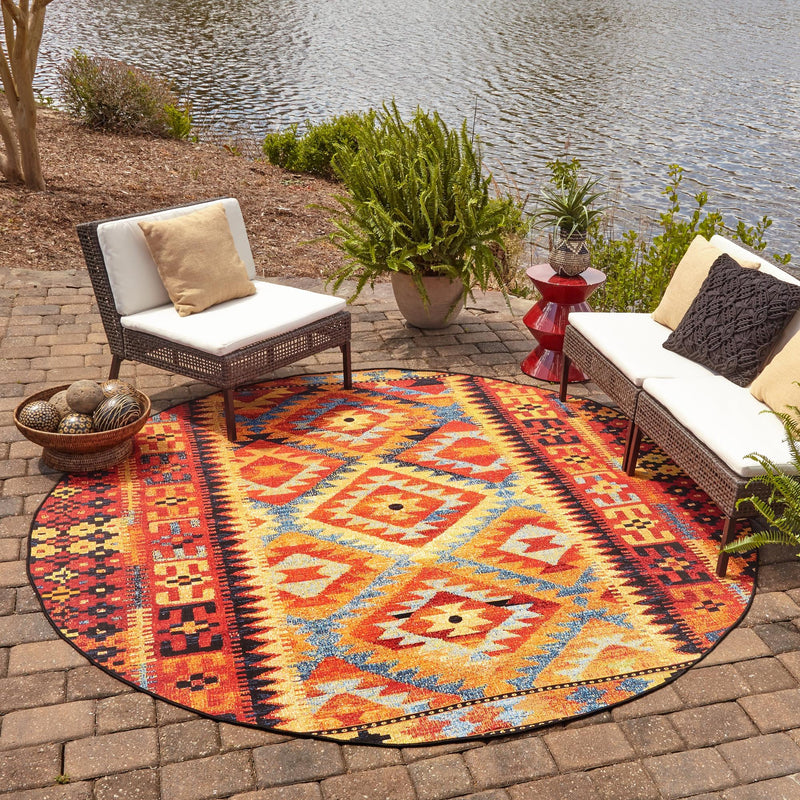 Safari Escape Rugs Collection Area Rug - Kalahari Round Multi lifestyle 82