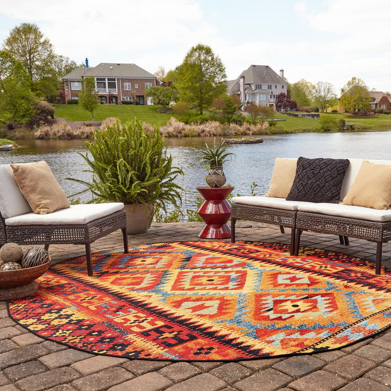 Safari Escape Rugs Collection Area Rug - Kalahari Round Multi lifestyle 87
