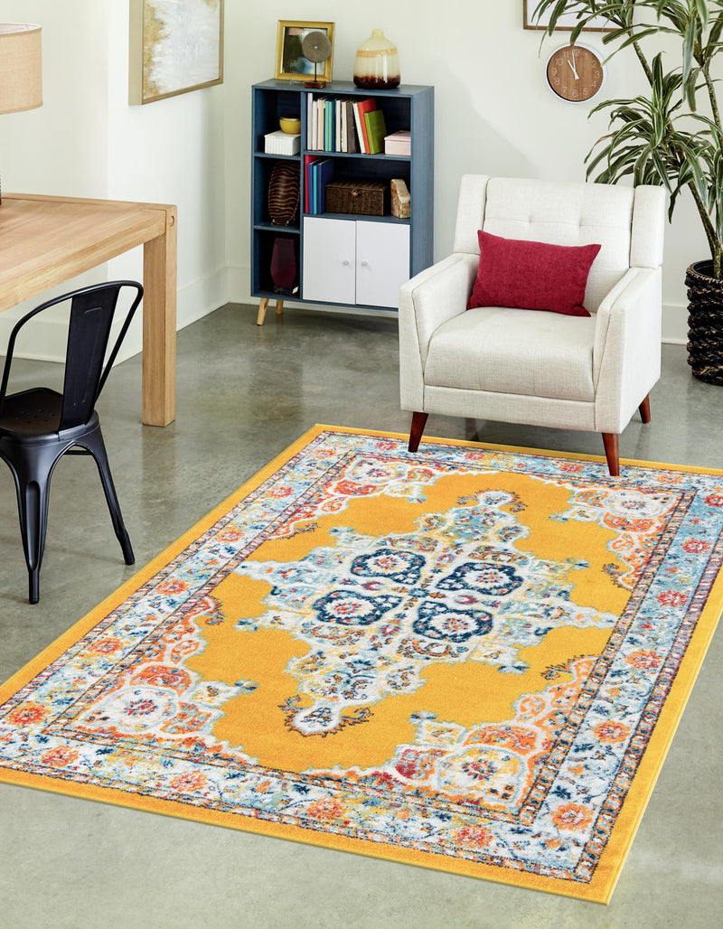Beverly Grove Collection Area Rug - Fairfax (Yellow) Rectangle Yellow lifestyle 2
