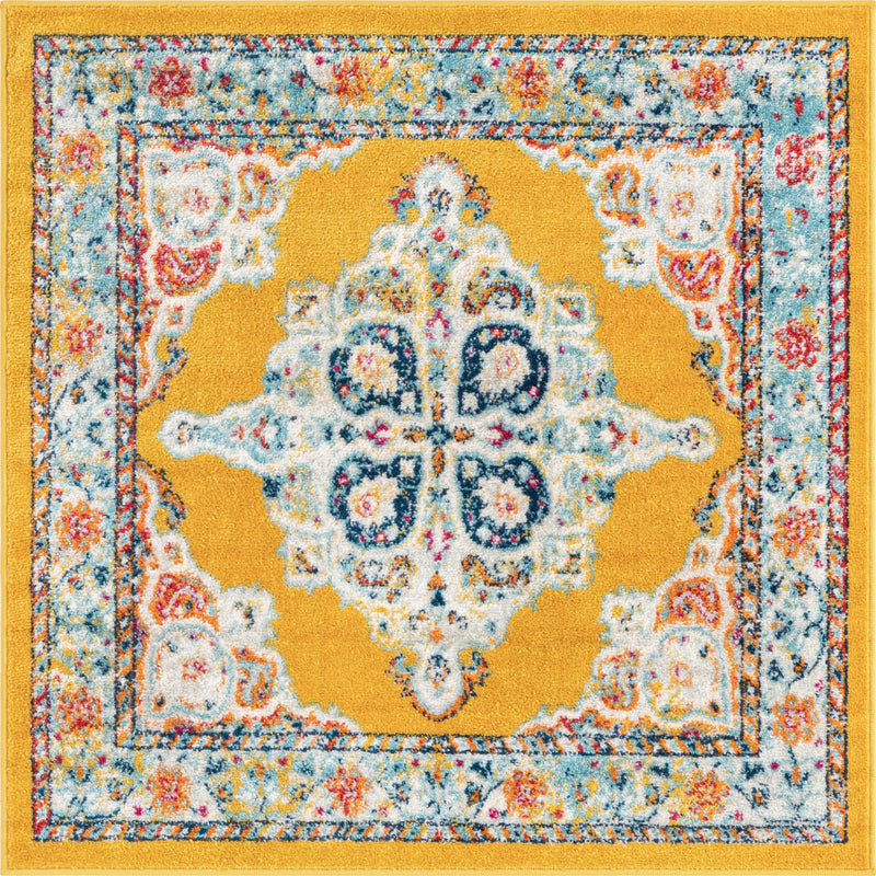 Beverly Grove Collection Area Rug - Fairfax (Yellow) Square Yellow lifestyle 17