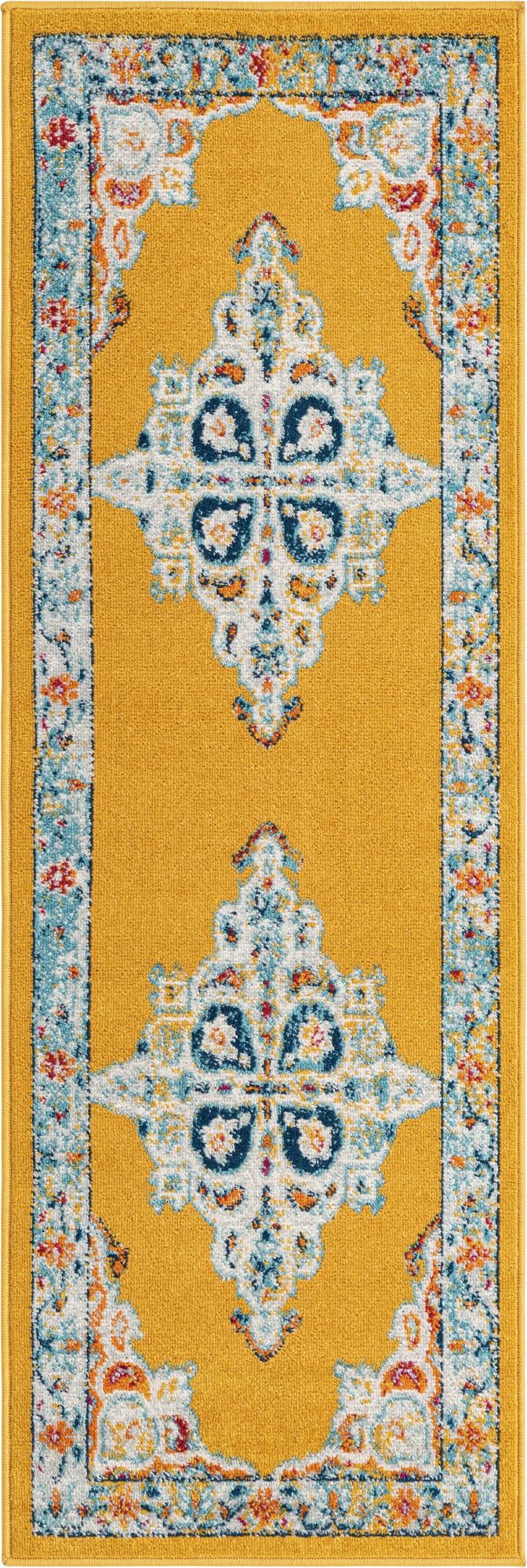 Beverly Grove Collection Area Rug - Fairfax (Yellow) Runner Yellow lifestyle 20
