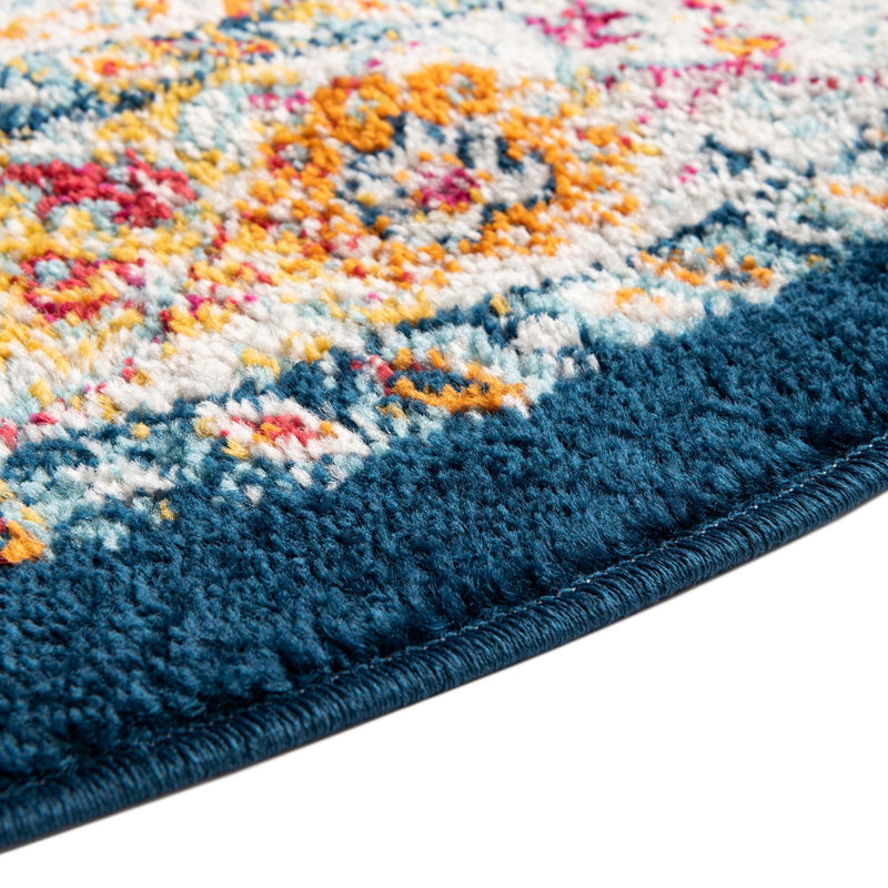 Beverly Grove Collection Area Rug - Fairfax (Navy Blue) Round Navy Blue lifestyle 26