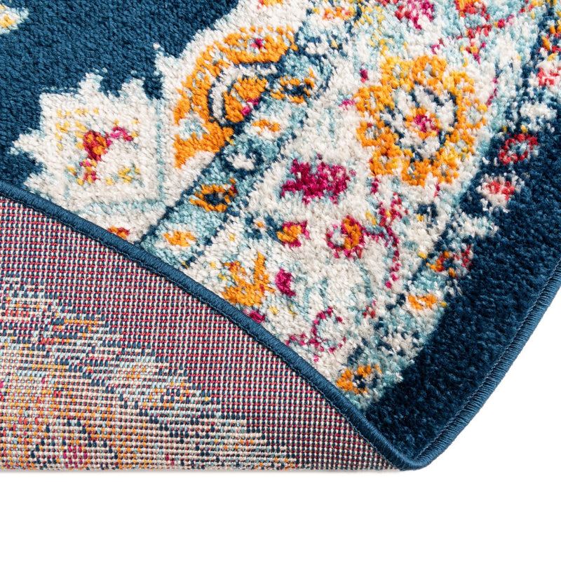 Beverly Grove Collection Area Rug - Fairfax (Navy Blue) Round Navy Blue lifestyle 28