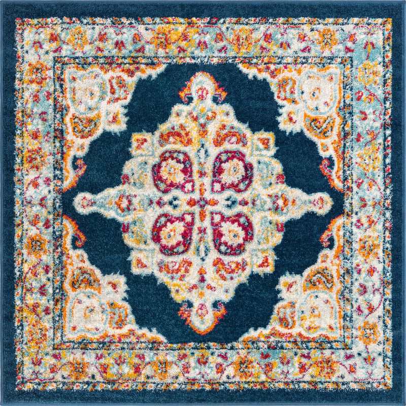 Beverly Grove Collection Area Rug - Fairfax (Navy Blue) Square Navy Blue lifestyle 10