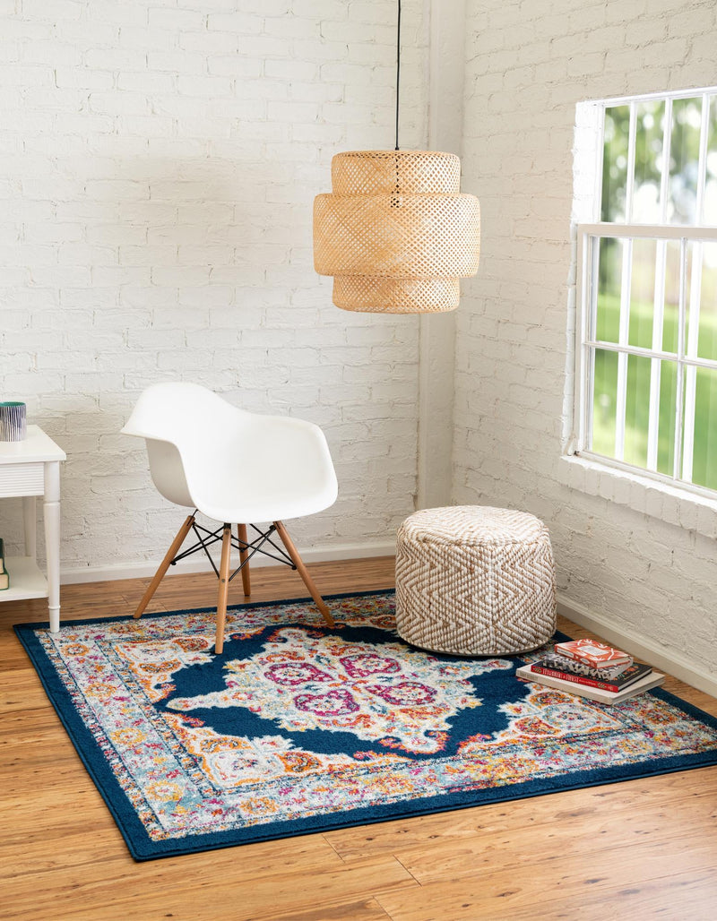 Beverly Grove Collection Area Rug - Fairfax (Navy Blue) Square Navy Blue lifestyle 15