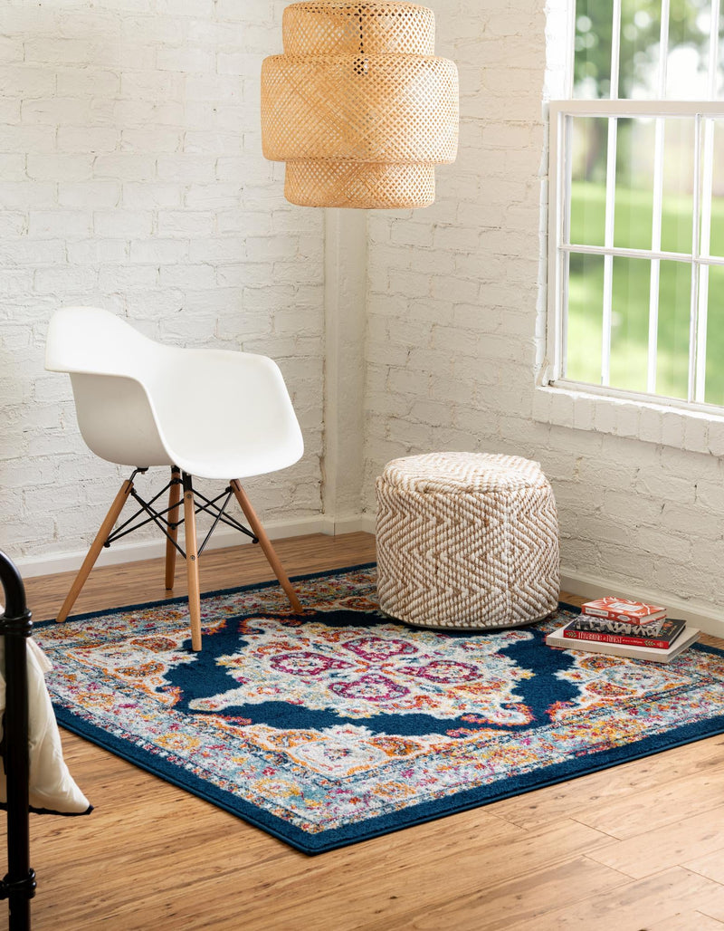 Beverly Grove Collection Area Rug - Fairfax (Navy Blue) Square Navy Blue lifestyle 20