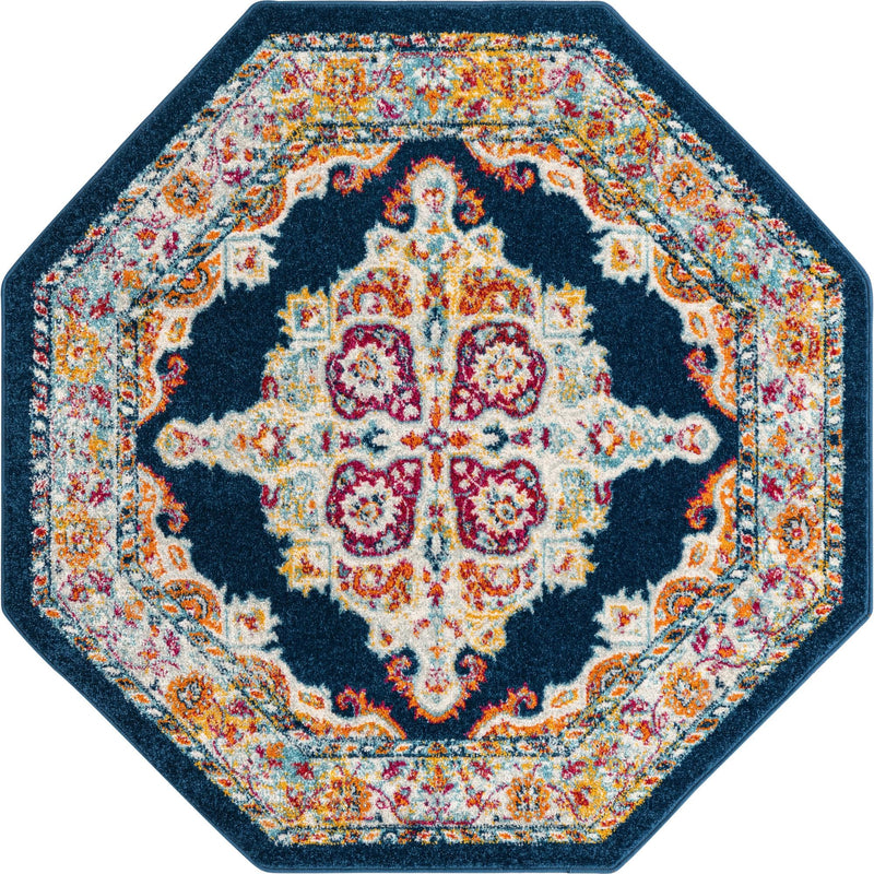 Beverly Grove Collection Area Rug - Fairfax (Navy Blue) Octagon Navy Blue lifestyle 12