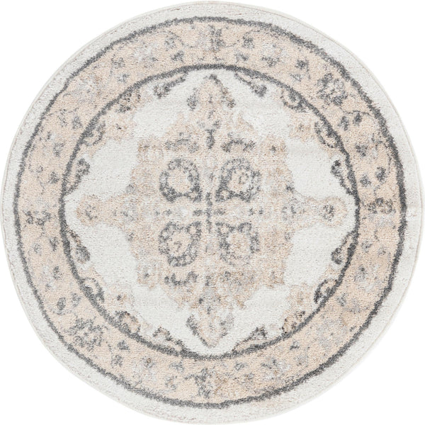 Beverly Grove Collection Area Rug - Fairfax (Ivory) Round Ivory lifestyle 9