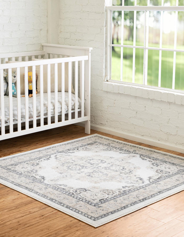 Beverly Grove Collection Area Rug - Fairfax (Ivory) Square Ivory lifestyle 20