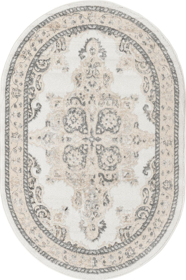 Beverly Grove Collection Area Rug - Fairfax (Ivory) Oval Ivory lifestyle 11