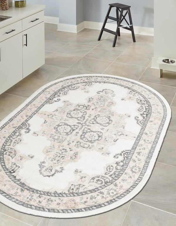Beverly Grove Collection Area Rug - Fairfax (Ivory) Oval Ivory lifestyle 16