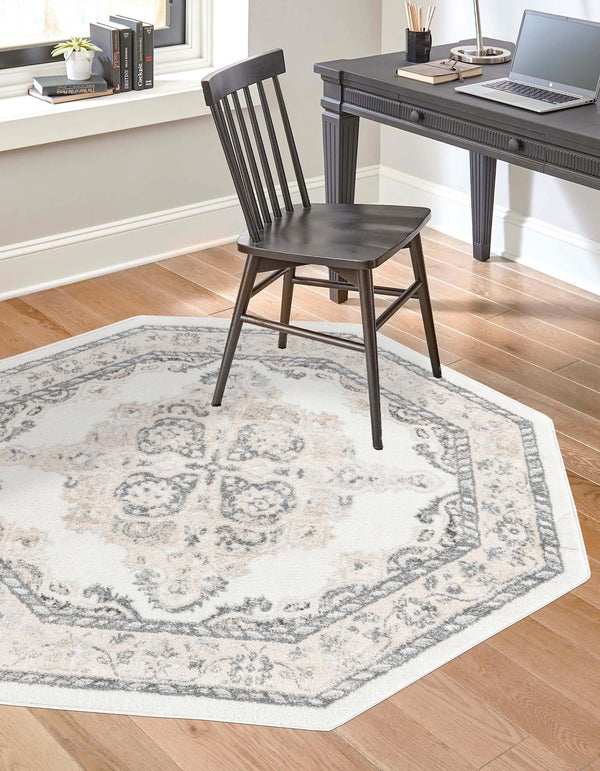 Beverly Grove Collection Area Rug - Fairfax (Ivory) Octagon Ivory lifestyle 17