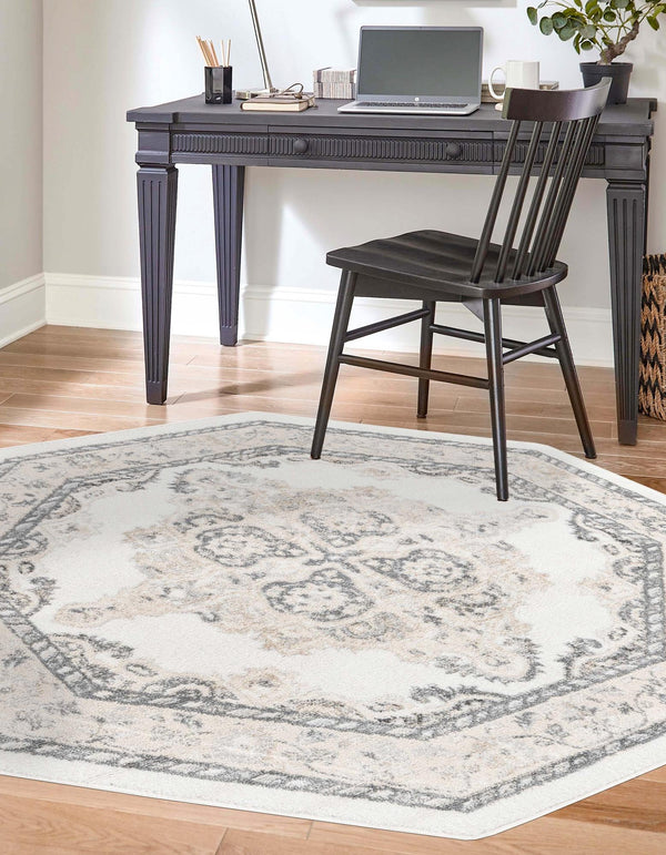 Beverly Grove Collection Area Rug - Fairfax (Ivory) Octagon Ivory lifestyle 22