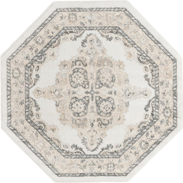 Beverly Grove Collection Area Rug - Fairfax (Ivory) Octagon Ivory lifestyle 12