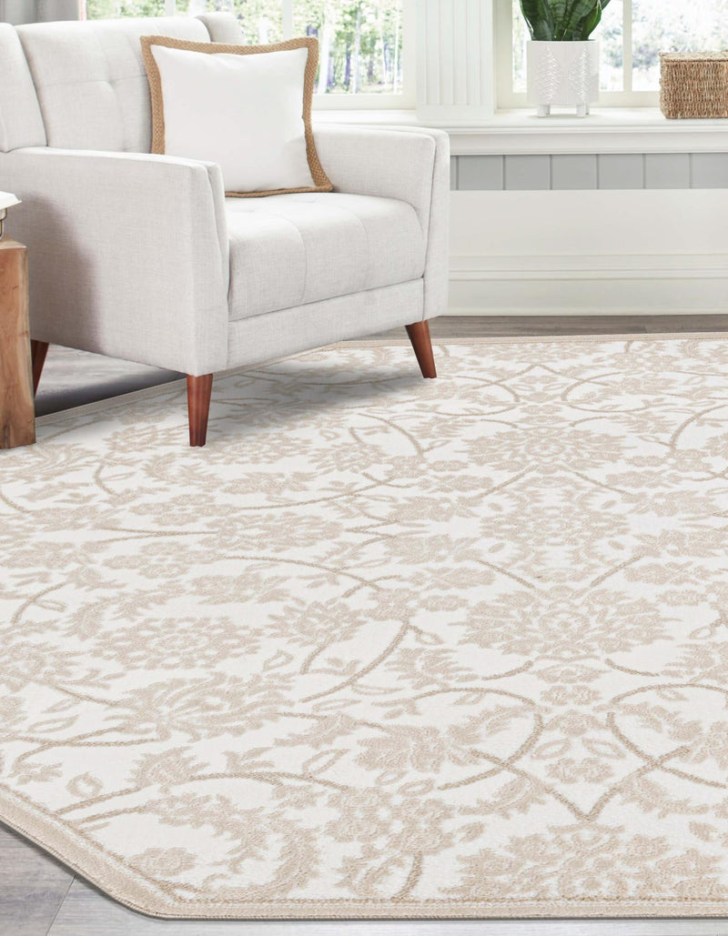 Andes Summit Collection Area Rug - Chimborazo Octagon Snow White lifestyle 27