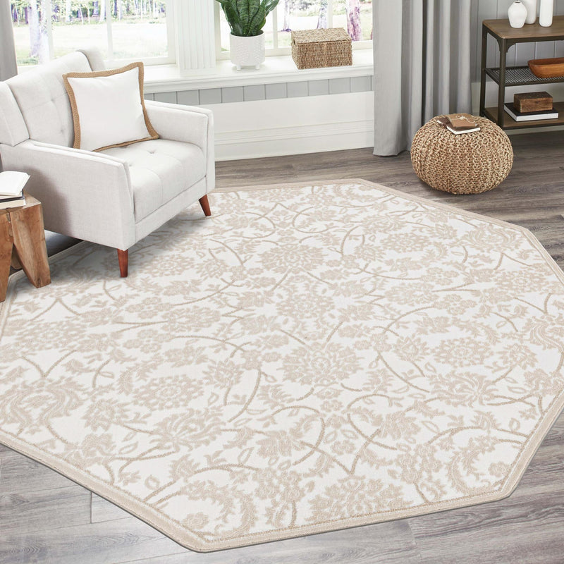 Andes Summit Collection Area Rug - Chimborazo Octagon Snow White lifestyle 74