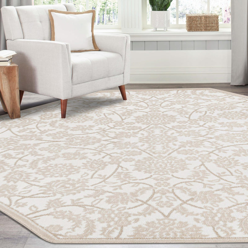 Andes Summit Collection Area Rug - Chimborazo Octagon Snow White lifestyle 77