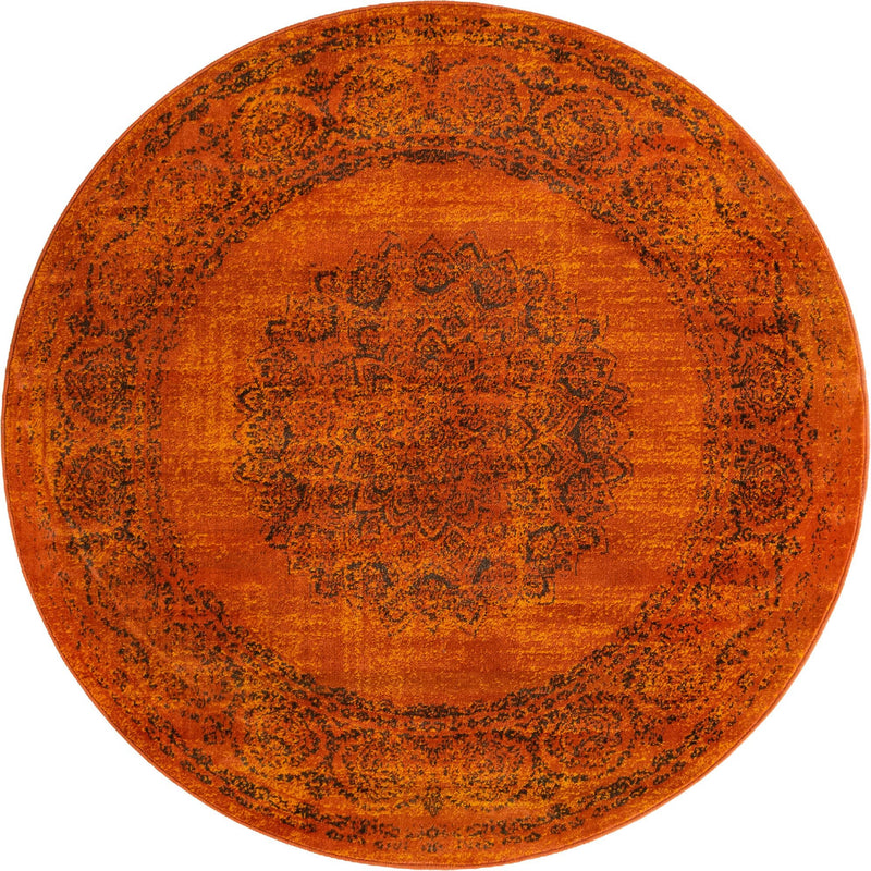Ankara Elegance Collection Area Rug - Mardin (Terracotta) Round Terracotta lifestyle 6