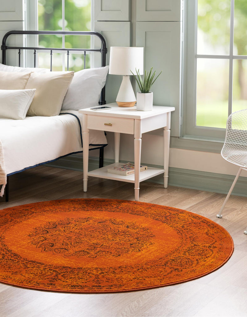 Ankara Elegance Collection Area Rug - Mardin (Terracotta) Round Terracotta lifestyle 16
