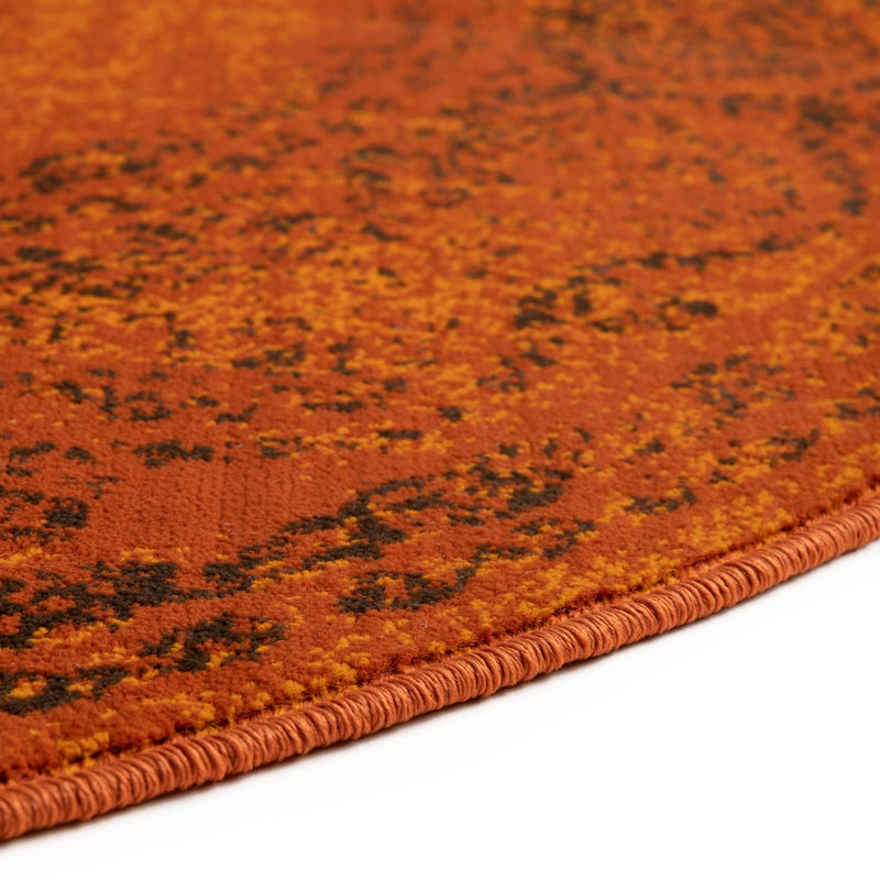 Ankara Elegance Collection Area Rug - Mardin (Terracotta) Round Terracotta lifestyle 29