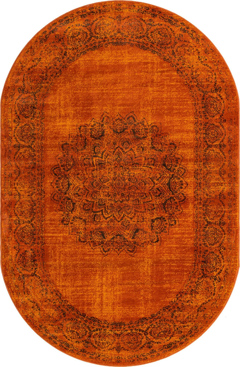 Ankara Elegance Collection Area Rug - Mardin (Terracotta) Oval Terracotta lifestyle 8