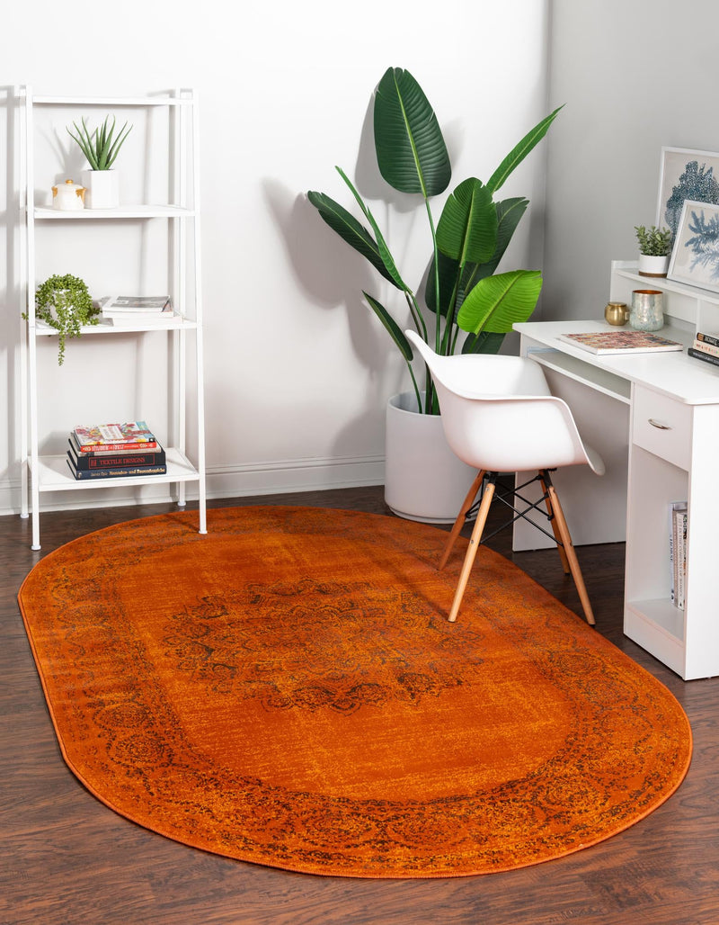 Ankara Elegance Collection Area Rug - Mardin (Terracotta) Oval Terracotta lifestyle 13