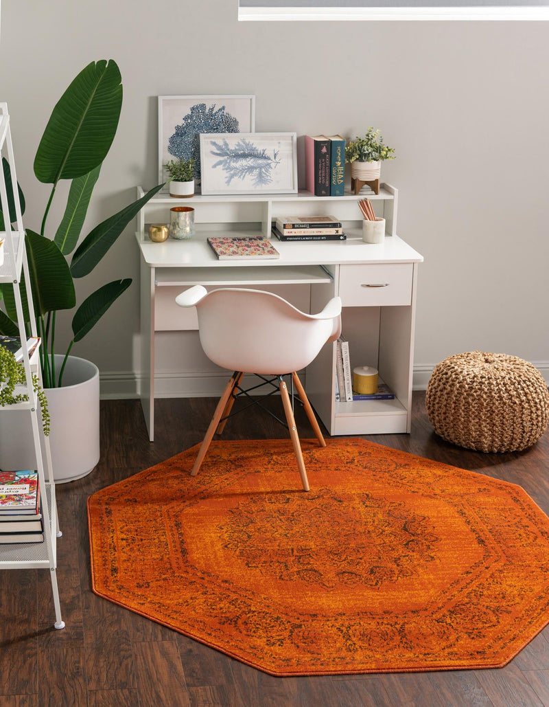 Ankara Elegance Collection Area Rug - Mardin (Terracotta) Octagon Terracotta lifestyle 14