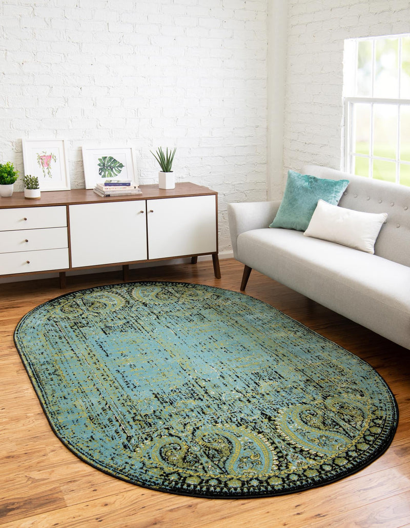 Ankara Elegance Collection Area Rug - Cappadocia Oval Aquamarine lifestyle 34
