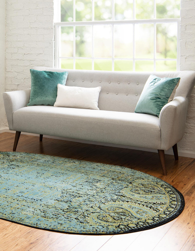 Ankara Elegance Collection Area Rug - Cappadocia Oval Aquamarine lifestyle 38