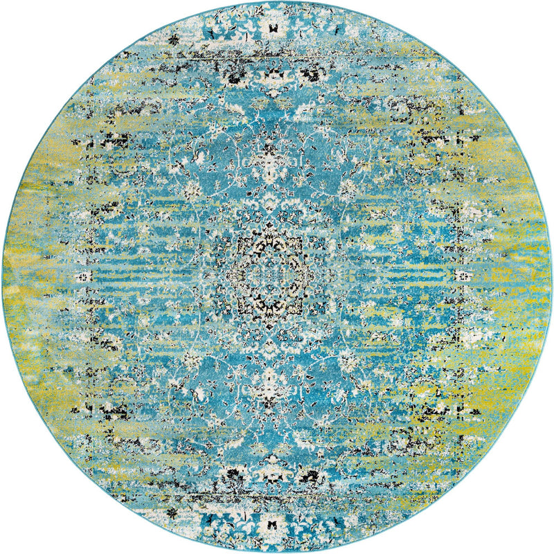 Ankara Elegance Collection Area Rug - Antalya Round Blue lifestyle 10