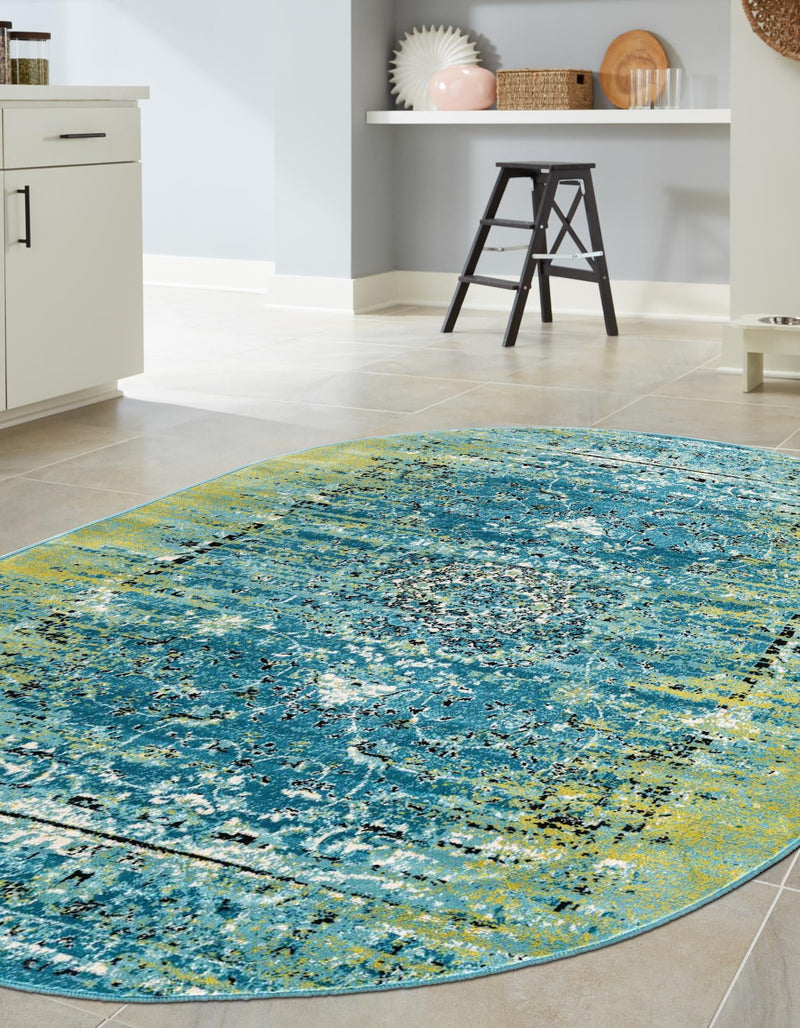 Ankara Elegance Collection Area Rug - Antalya Oval Blue lifestyle 15