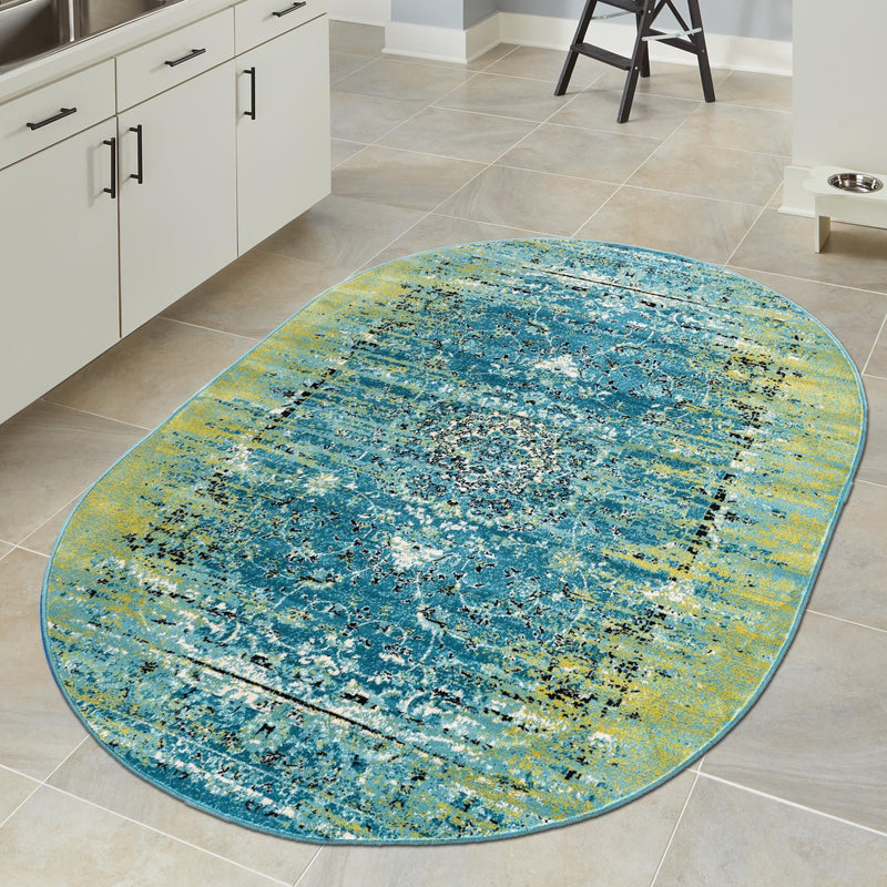 Ankara Elegance Collection Area Rug - Antalya Oval Blue lifestyle 18