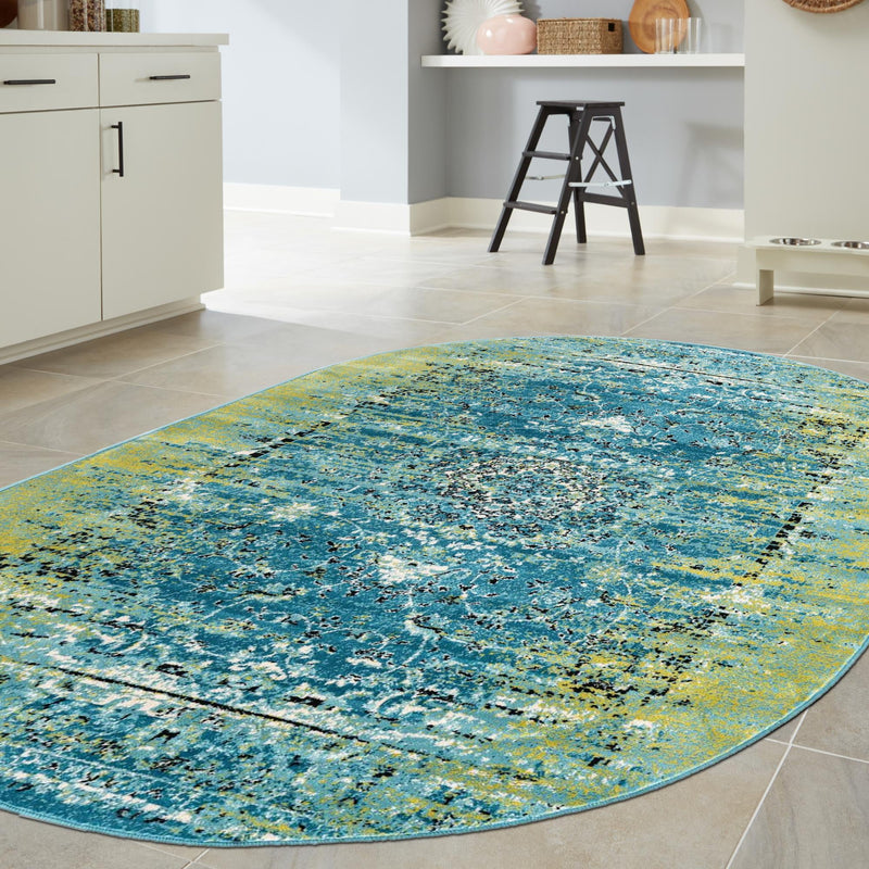 Ankara Elegance Collection Area Rug - Antalya Oval Blue lifestyle 19