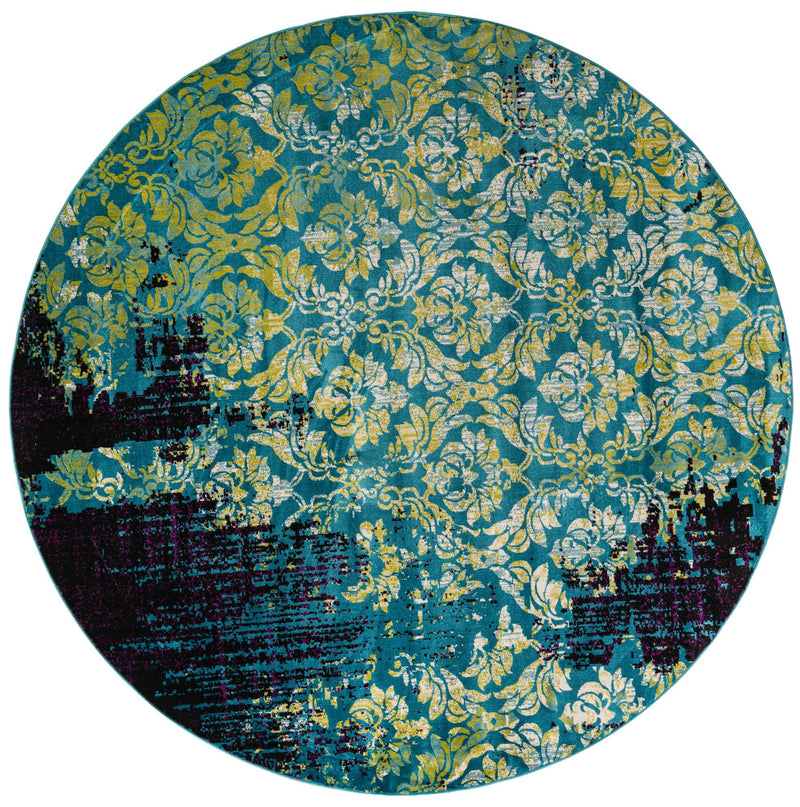 Ankara Elegance Collection Area Rug - Pamukkale Round Blue lifestyle 20