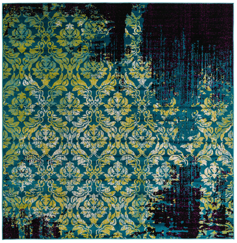 Ankara Elegance Collection Area Rug - Pamukkale Square Blue lifestyle 21