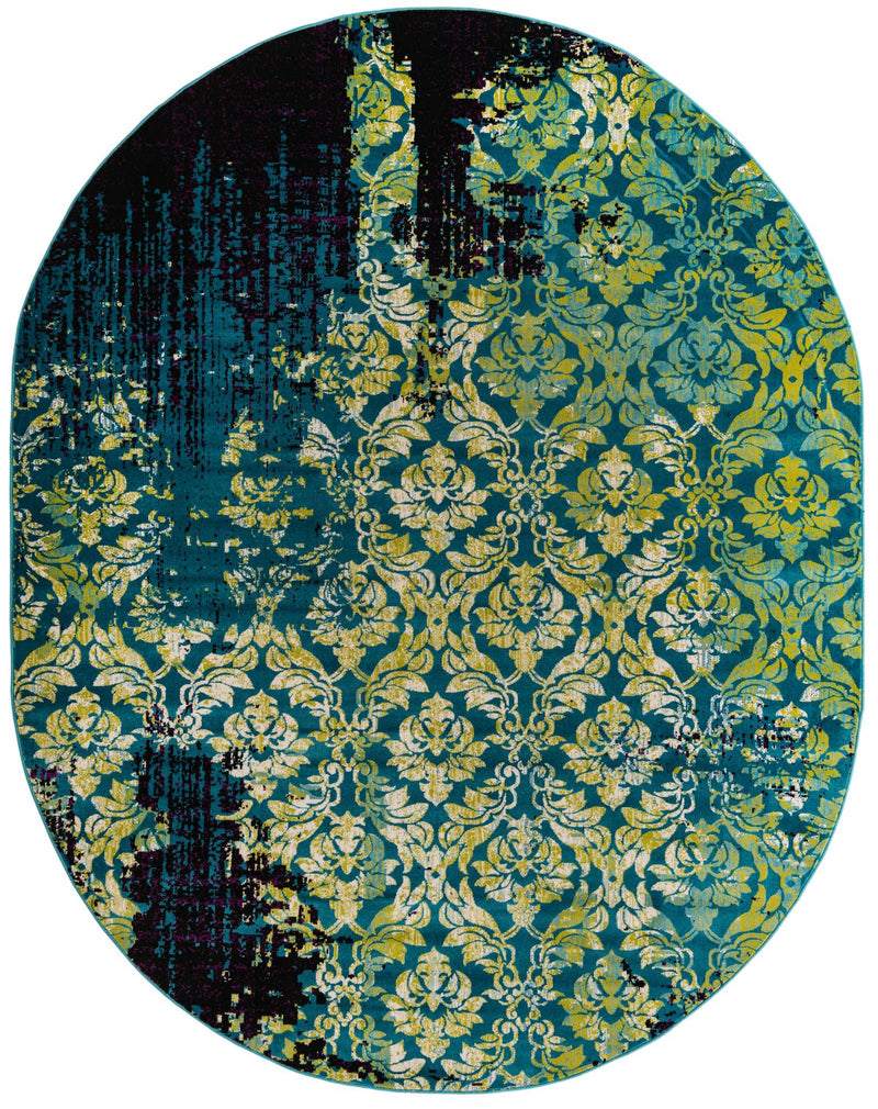 Ankara Elegance Collection Area Rug - Pamukkale Oval Blue lifestyle 22