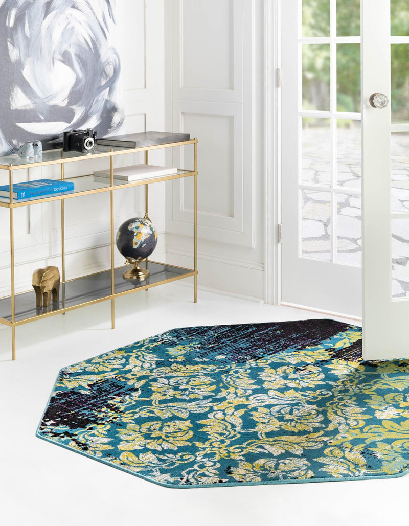Ankara Elegance Collection Area Rug - Pamukkale Octagon Blue lifestyle 29