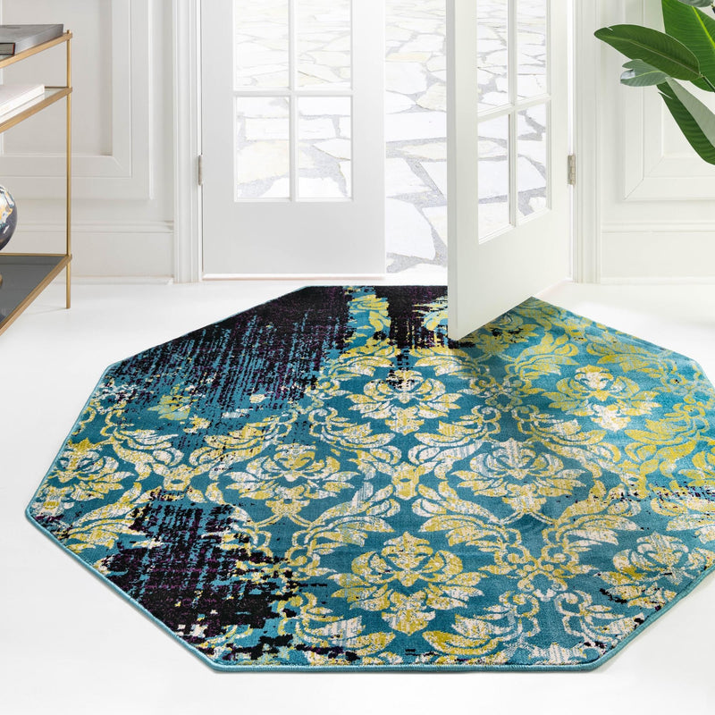 Ankara Elegance Collection Area Rug - Pamukkale Octagon Blue lifestyle 73