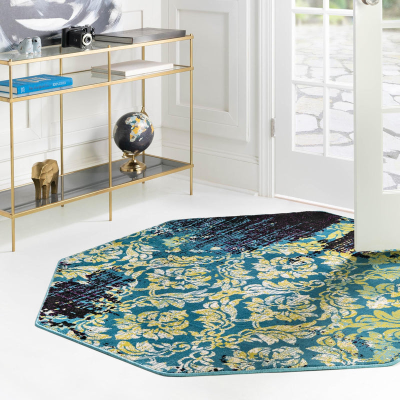 Ankara Elegance Collection Area Rug - Pamukkale Octagon Blue lifestyle 76