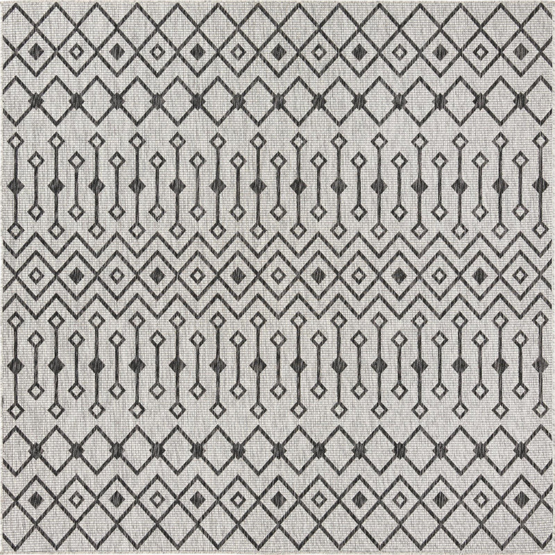 Garden Lattice Oasis Collection Area Rug - Pergola (Gray) Square Gray Main