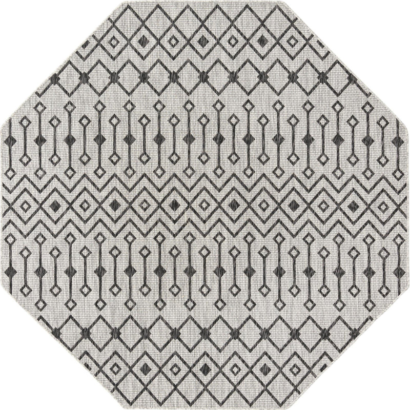 Garden Lattice Oasis Collection Area Rug - Pergola (Gray) Octagon Gray Main