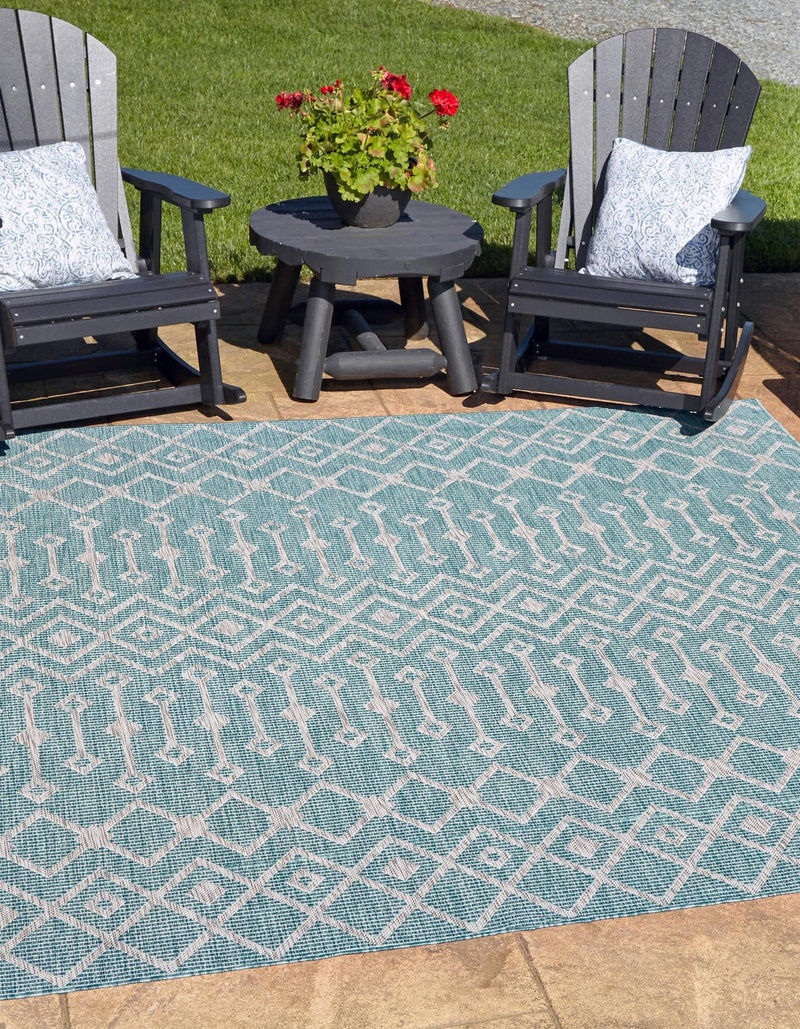 Garden Lattice Oasis Collection Area Rug - Pergola (Aqua) Square Aqua lifestyle 0