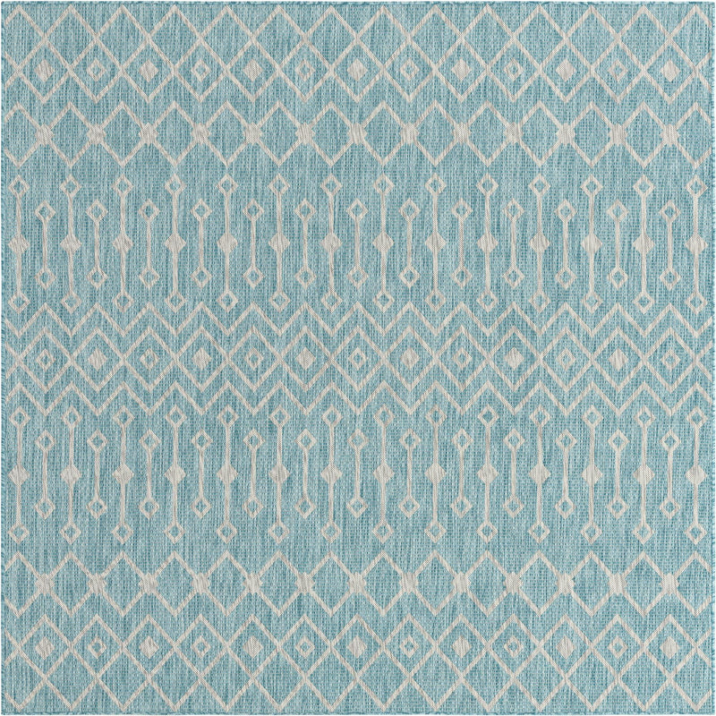 Garden Lattice Oasis Collection Area Rug - Pergola (Aqua) Square Aqua Main