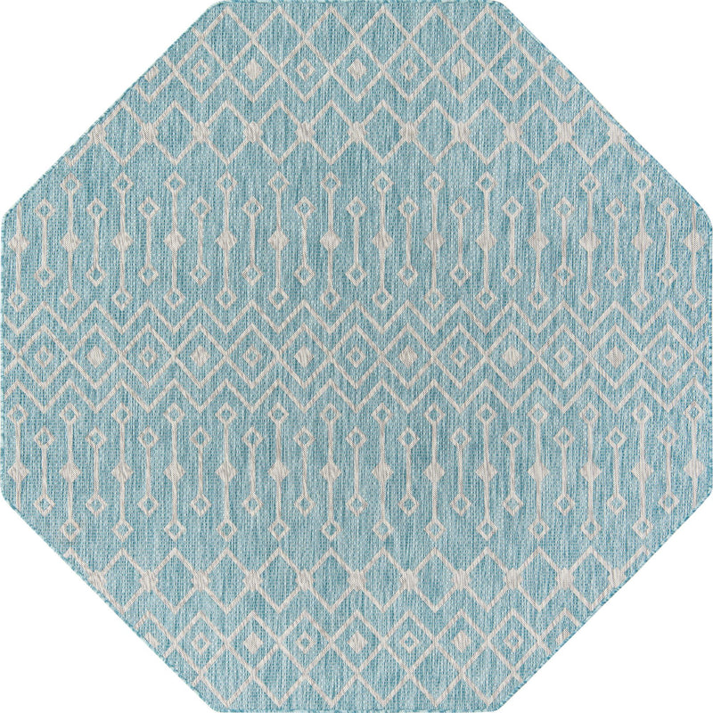 Garden Lattice Oasis Collection Area Rug - Pergola (Aqua) Octagon Aqua Main
