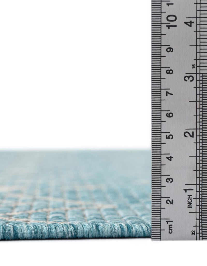Garden Lattice Oasis Collection Area Rug - Pergola (Aqua) Octagon Aqua lifestyle 3