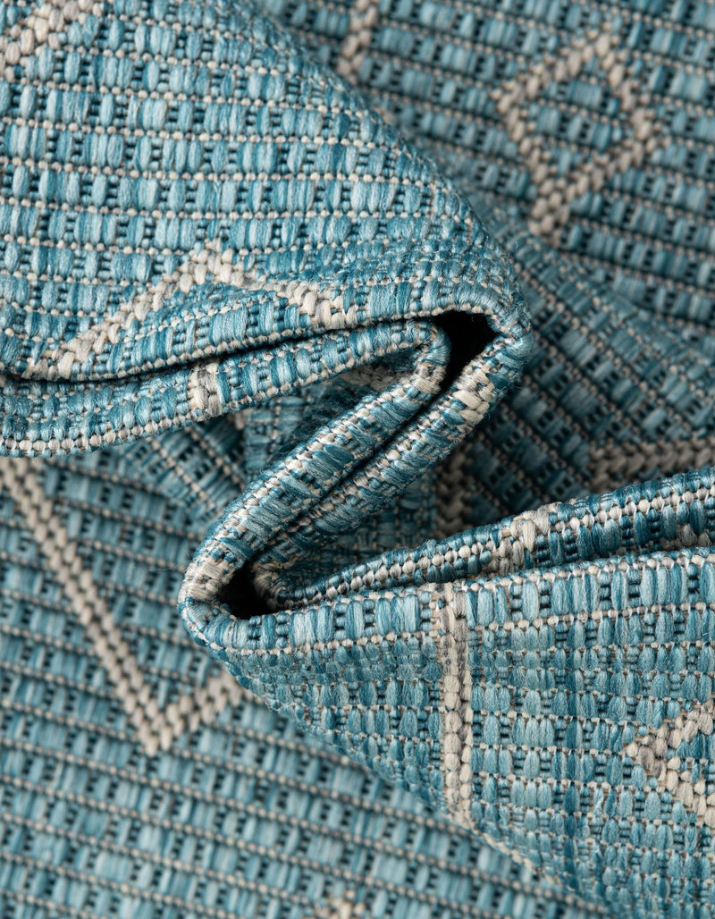 Garden Lattice Oasis Collection Area Rug - Pergola (Aqua) Octagon Aqua lifestyle 9